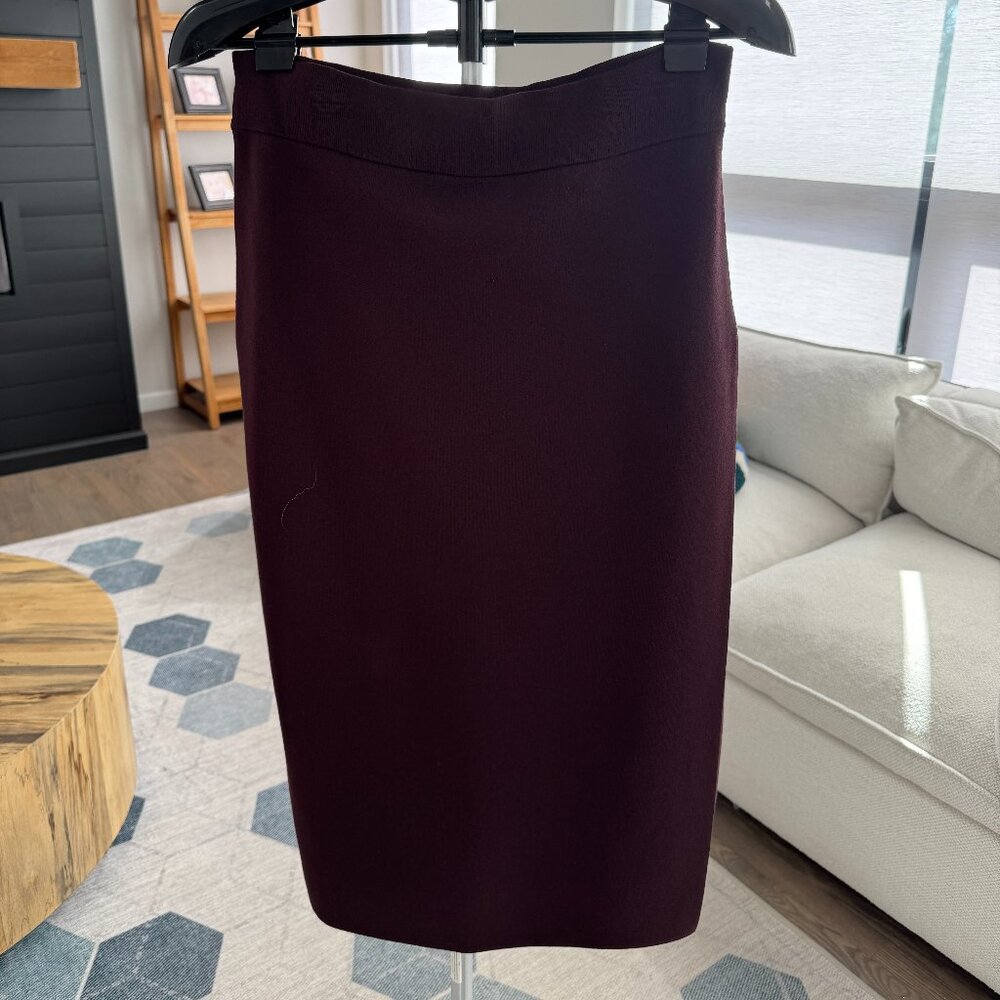 A.L.C. stretch knit midi skirt in burgundy